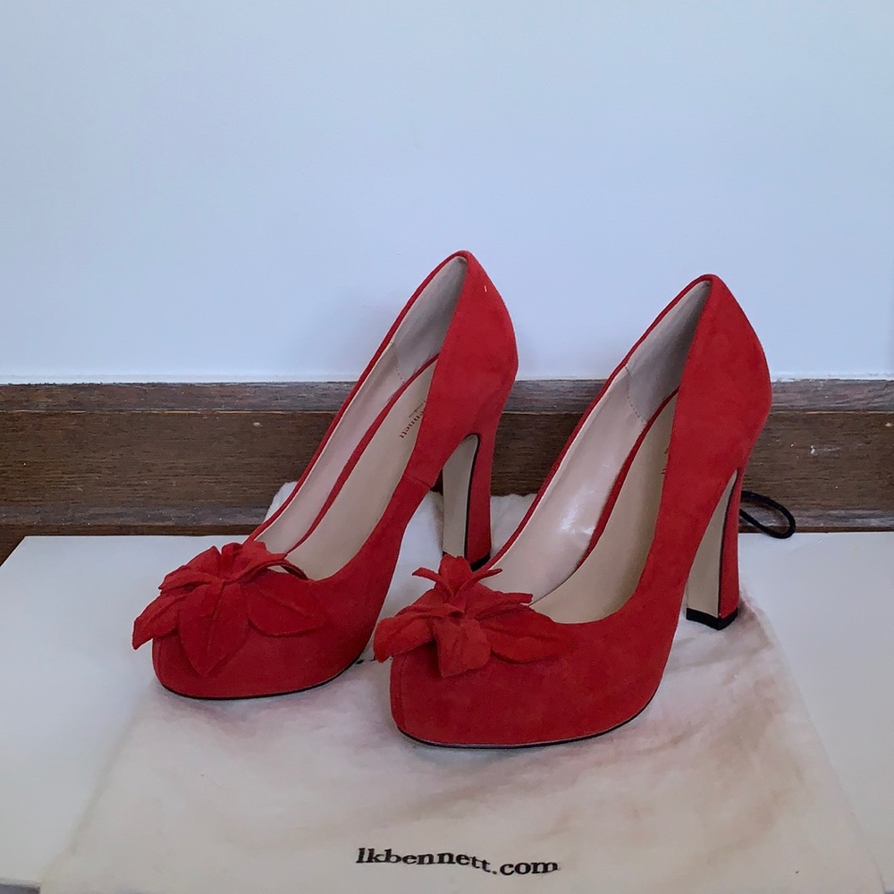 L.K. Bennett Red Flower Court Shoes